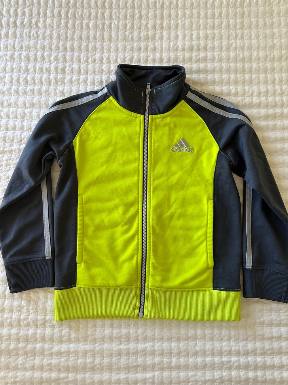 adidas Neon Yellow and gray  Kids Jacket